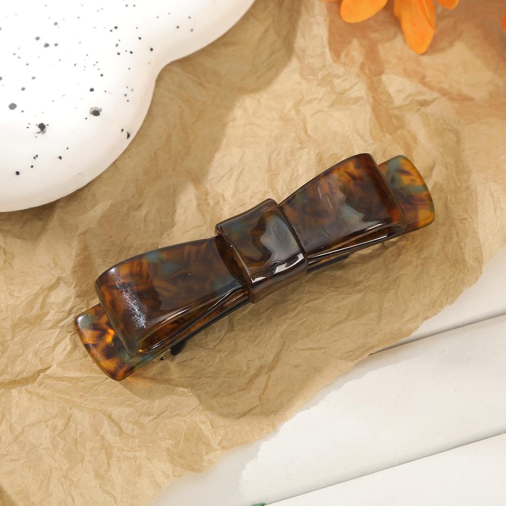 AWAYTR Retro Amber Bow Duckbill Hairpin Brown Acrylic Hair Clips Valentine Headwear Girl Hair Accessories Festival Gift