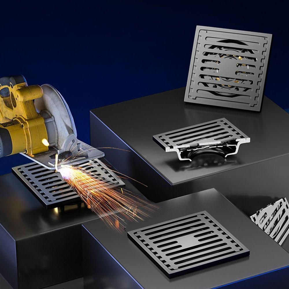 Stainless Steel Shower Floor Drain Thickened Grey Fast Drainage Floor Drain Backflow Preventer Square Drain Filter Plug