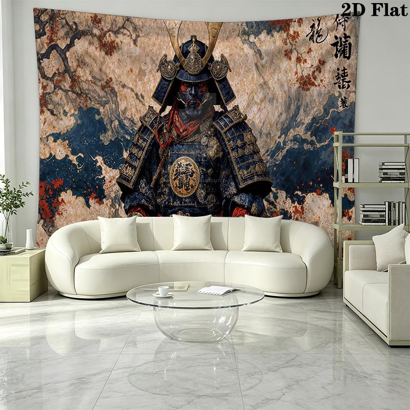Samurai Wall Tapestry Aesthetic Wall Hanging Printed Fabric Blanket Decorative Tapestries for Bedroom Living Room Home Decor
