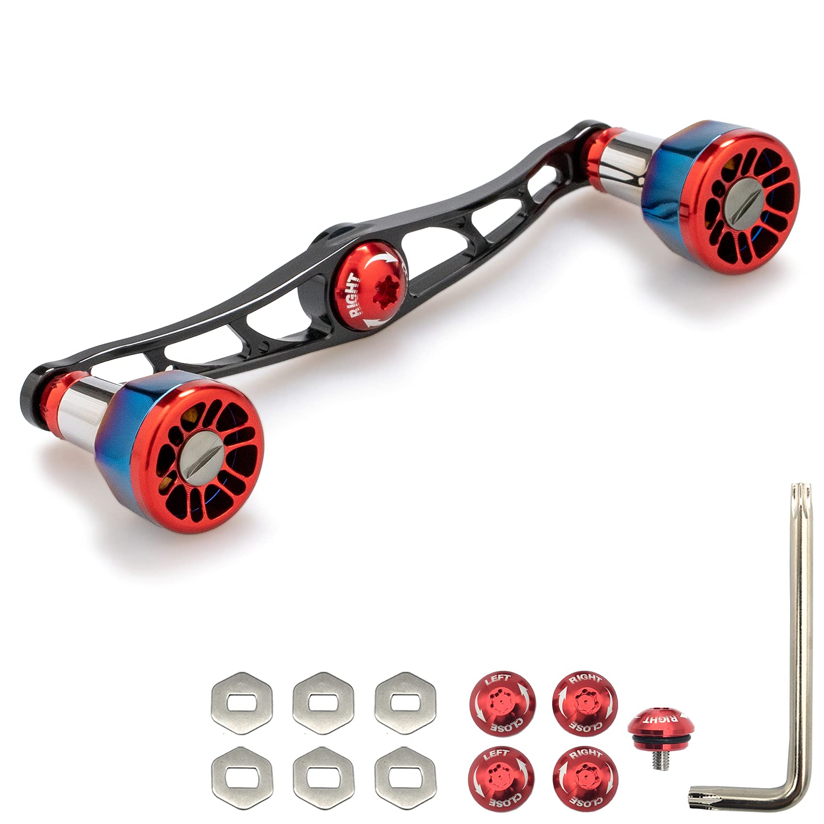 

HEIGHTEN Bait Reel Handle Aviation Aluminum Shimano Daiwa Abu Garcia Universal Engn series V2.0 105/115mm (Black & Red, V1.0-115mm)