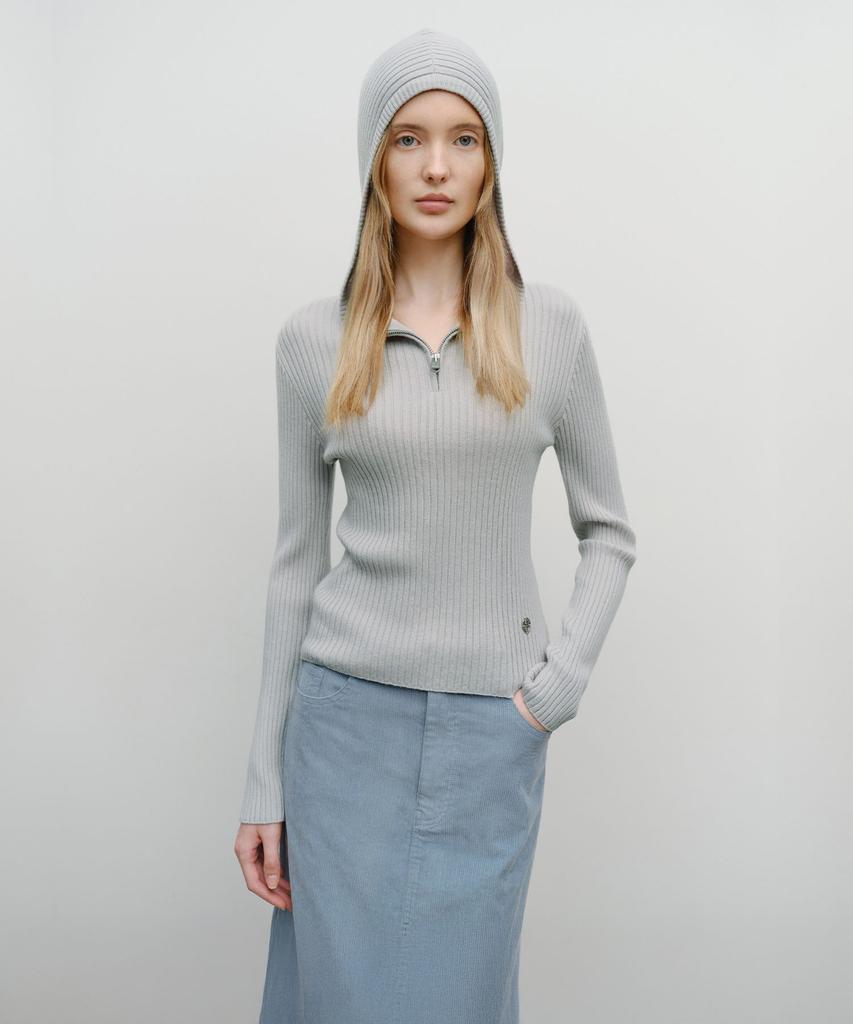 Malittepeulangsowajeobeo W Balaclava Hoodie Slim Knit Light Gray