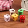 5Pcs Dollhouse Mini Cartoon Garbage Can Model Dollhouse Furniture Decoration Dolls House Accessories Pretend Play Toys