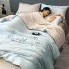 100% Washed Silk Summer Quilt Embroidery Smooth Ice Cooling Comforter for Bed Silky Solid Blanket Soft Cool Summer Blanket