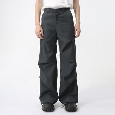 Men's Summer New Product, American Style Pleated Floor Mop, Slightly Flared Casual Pants, Draped Solid Color