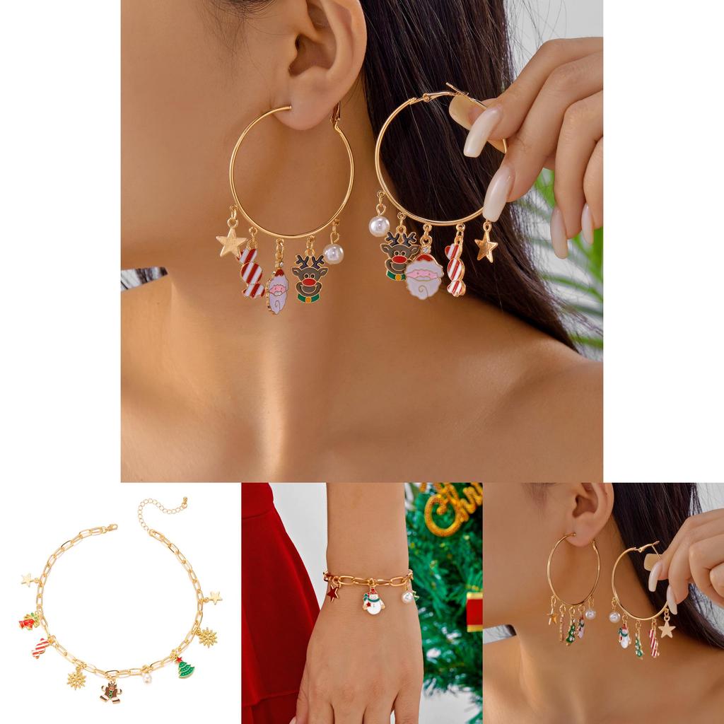 Santa Claus Jewelry Collection With Alloy Chains And Holiday Charm For Men And Women