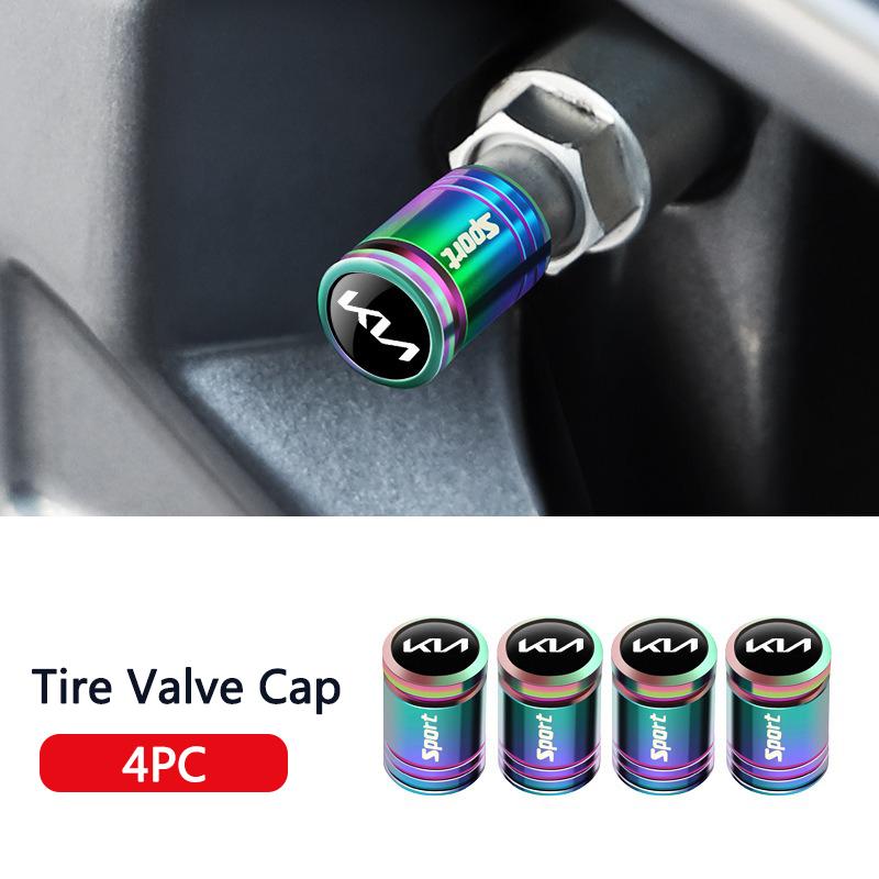 Set of 4 Alloy Car Logo Wheels Tire Valve Dust Covers Tire Stem Covers for Kia Rio Soul Seltos Forte K5 K3 Niro Sorento Stinger VG4