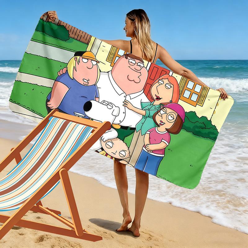 Family Guy Print Beach Towel, Large Soft Quick Dry Towel for Beach Camping Swimming
