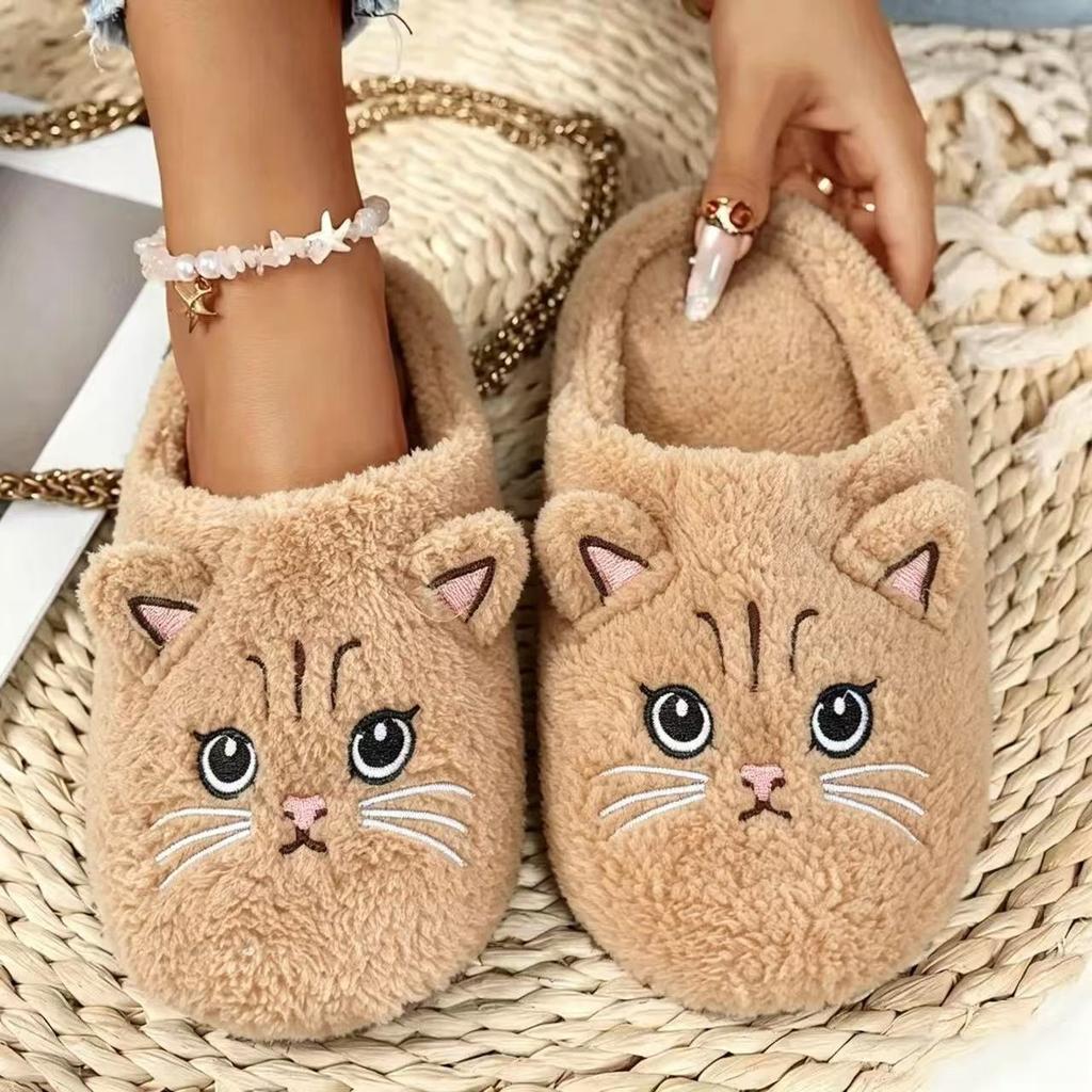 Cat cotton slippers women's autumn and winter home indoor universal soft bottom non-slip silent warm cartoon fluffy slippers
