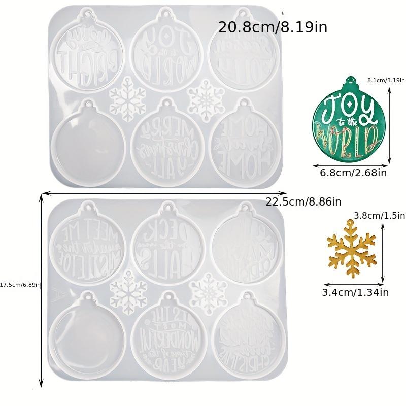 

2Pcs Festive Silicone Resin Molds for Christmas Ornaments - Round Epoxy Casting Molds with Holiday Phrases & Snowflake Designs