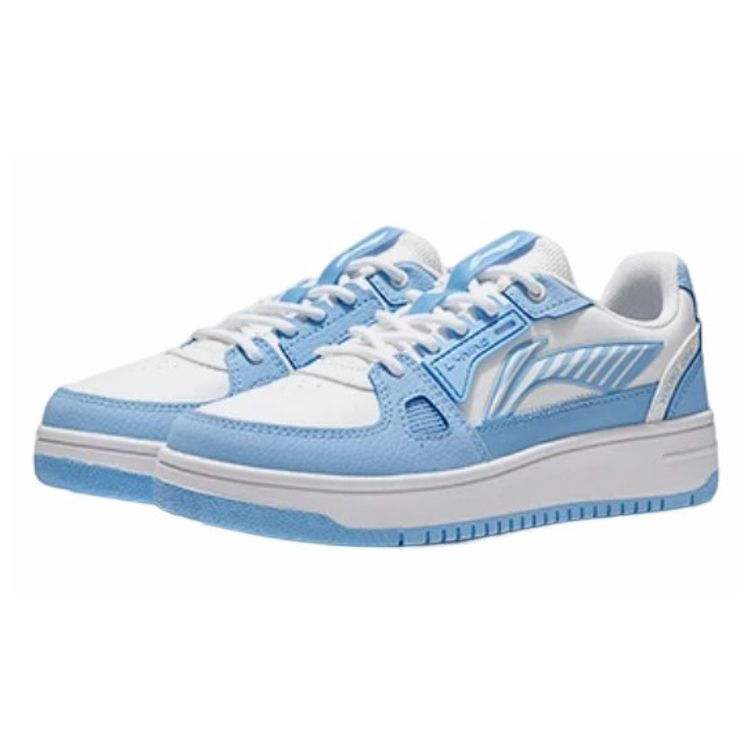 Li-Ning Cloud Anti-Kick Anti-Slip Shock Absorption Wear-Resistant Lightweight Rebound Low-Top Skate Shoes Kids Skate Shoes White Blue YKCS096-2