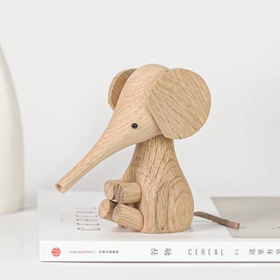 Nordic Style Oak Elephant Figurines, Lucky Wooden Animal Crafts, Room Decoration and Gifts, Home Interior Decor Ornaments