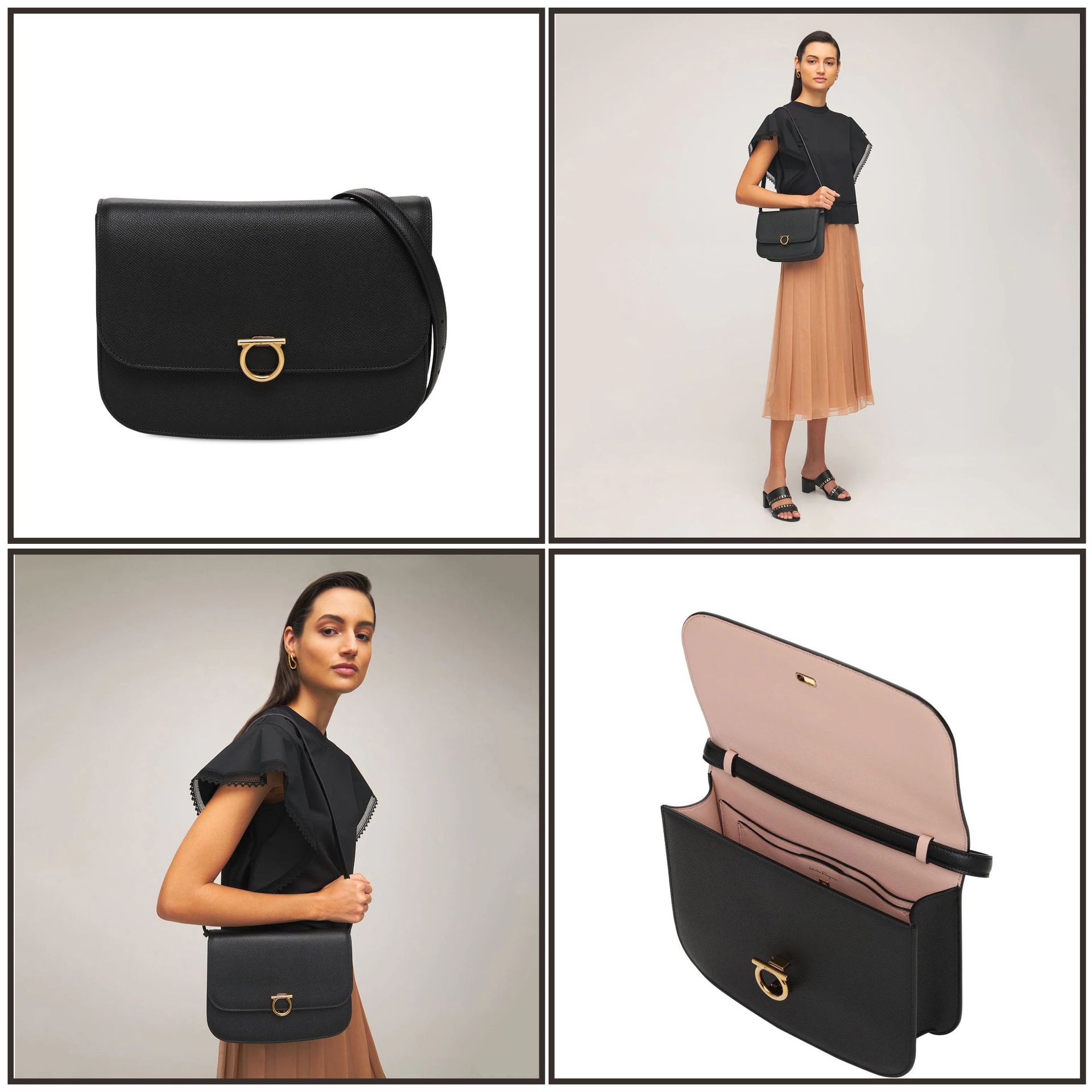 

Гуанчжоу седло сумка кожаная круглая на плечо мессенджер женская сумка замок для поездок на работу маленькая квадратная сумка Коробка 19X26X8cm чёрный