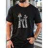 Men's Summer Casual Round Neck Short Sleeve T-Shirt with Giraffe Wearing Fashion Glasses Graphic