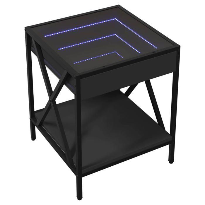 VidaXL Table de chevet avec LED infini noir 40x40x49 cm 3284096
