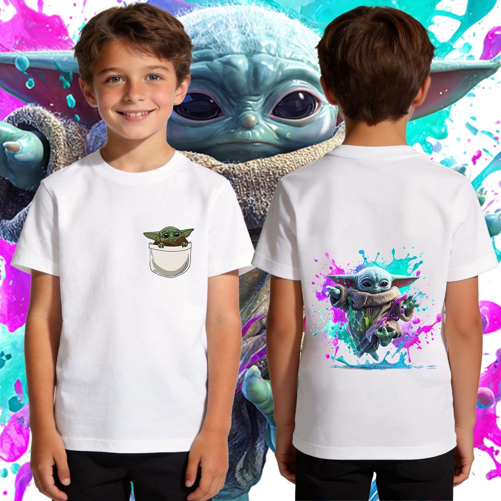 Kids Boys Yoda Graphic T Shirt Cotton Casual Soft Breathable Star Wars Child Clothing Summer Top Toddler Tee