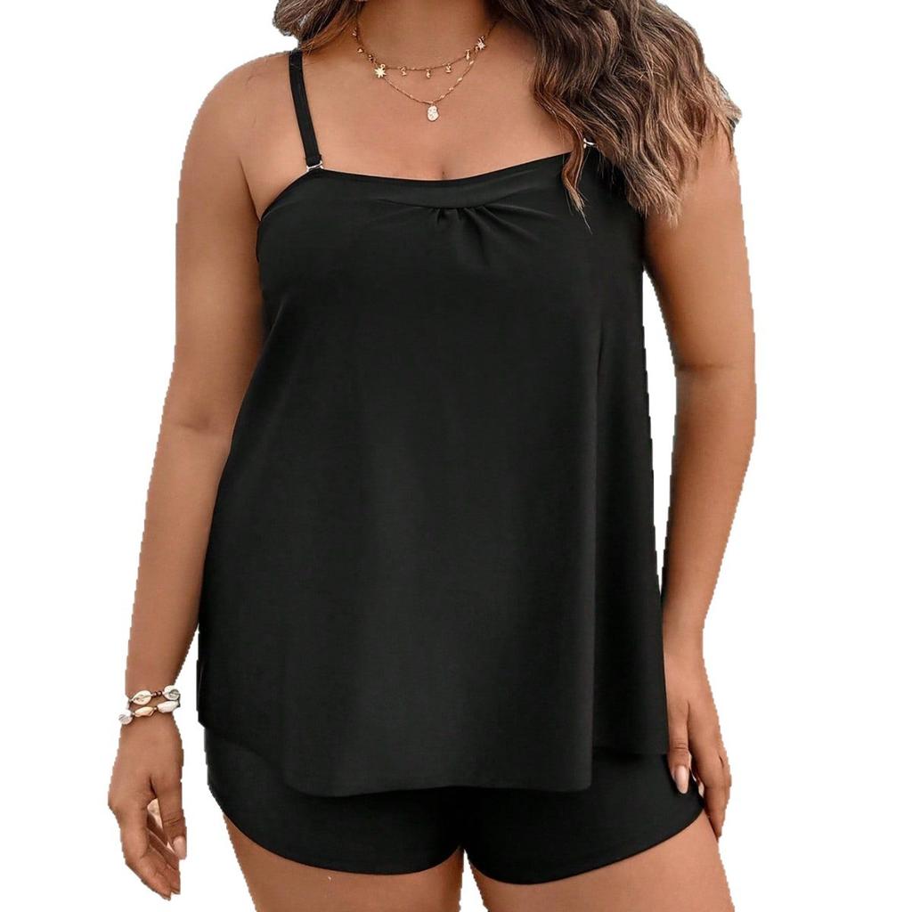 New split large size swimsuit European beautiful women vest conservative two-piece tankini swimsuit