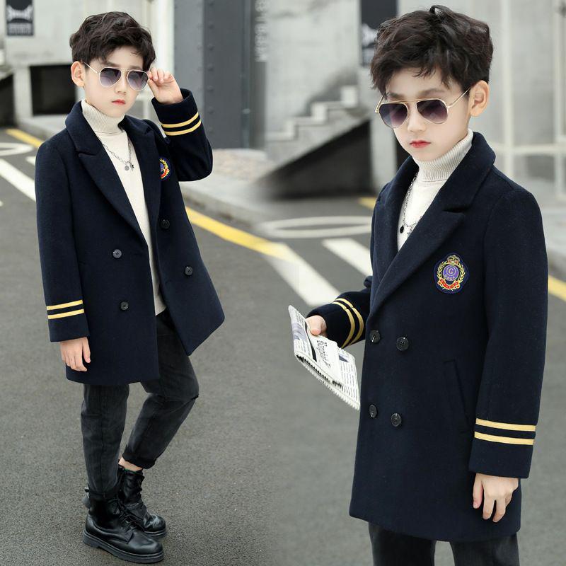 2024 Chlapecký vlněný kabát - Módní vlněná a bavlněná zateplená souprava na podzim/zimu