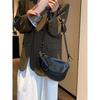 Vintage Croissant Bag for Girls Top-Grain Cowhide Versatile Crossbody, Ladies' Trendy Everyday Carry with Multiple Pockets