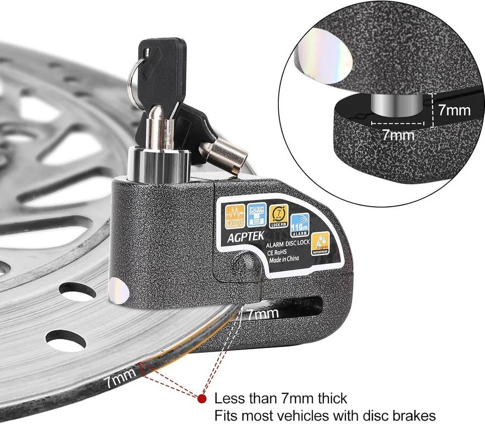 Blocare de frână cu disc pentru roată de motocicletă, antifurt, de securitate, cu alarmă, din aliaj de aluminiu, încuietori de siguranță pentru biciclete pentru bicicletă electrică, scuter