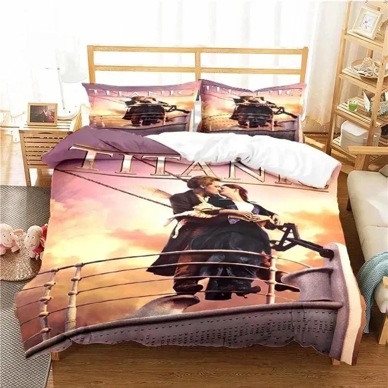 Movie Titanics Bedding Set Duvet Cover Sheet Printed Bed Set Pillowcase Bed Full Queen King Size Comforter Bedroom