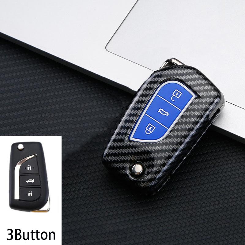 Flip 2 3 4 Button Carbon Car Key Case Cover For Toyota Camry   Corolla Key Cover Car Accessories Keychain Keyring Holder