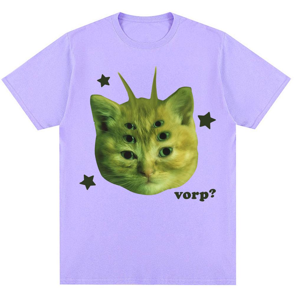 

Funny Alien Cat Vorp Meme Graphic T-shirts Men Women Humor Joke Vintage T-shirt Oversized Cotton Casual Summer Kawaii T Shirts 4XL