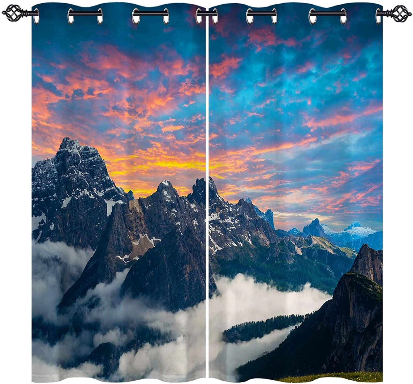 

Тема Зимний пейзаж Открывающееся окно Штора Принт с рисунком Снежная гора Спальня Гостиная Затеняющие шторы Пейзаж природы Затемняющие шторы W55 X H120cm X 2&HOOK