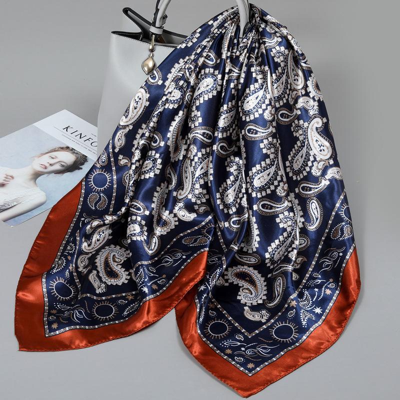 90 Square Scarves, Silk Scarves, Women's New Spring and Summer High-end Sense Versatile, Thin Scarves, Shawls Outside