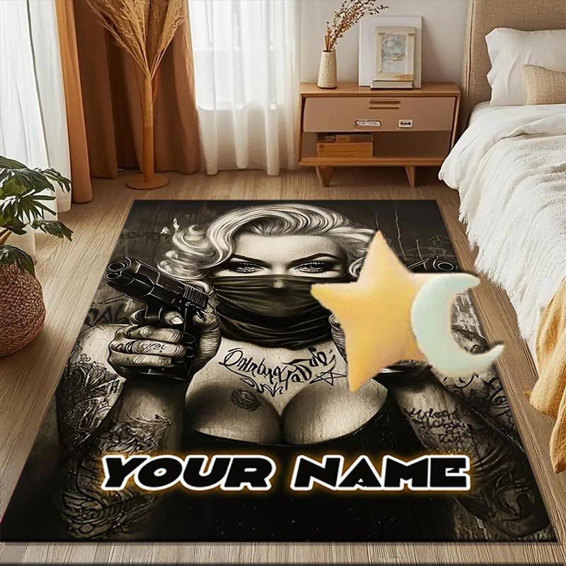 1PC Custom Name "Rebel Cause" Theme Floor Mat Ideal for Living Room, Game Rooms, Office, Bedroom, Office Floor Mat , Floor Mats for Home
