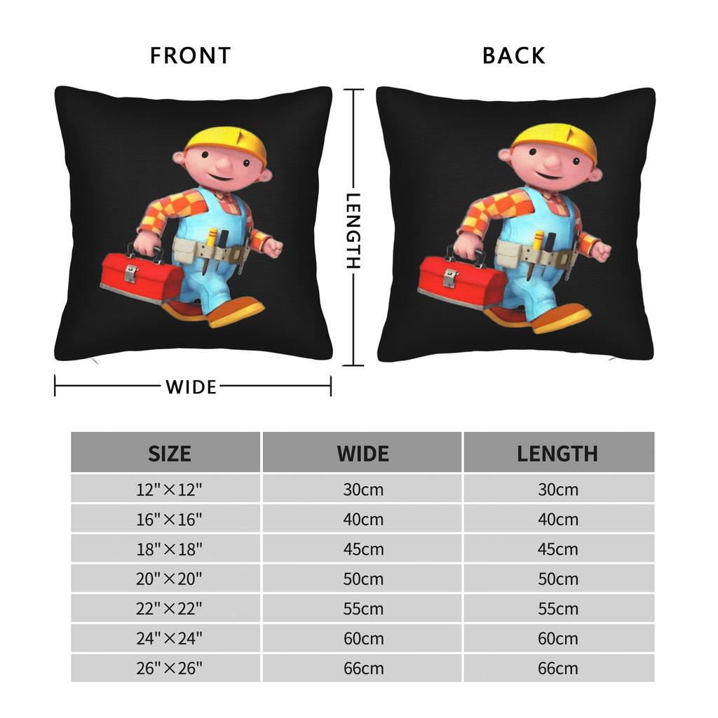 Cartoon B-Bob B-Builder Pillow Case Retro Trendy Pillow Cover Graphic Pillowcases For Sofa Home Decor