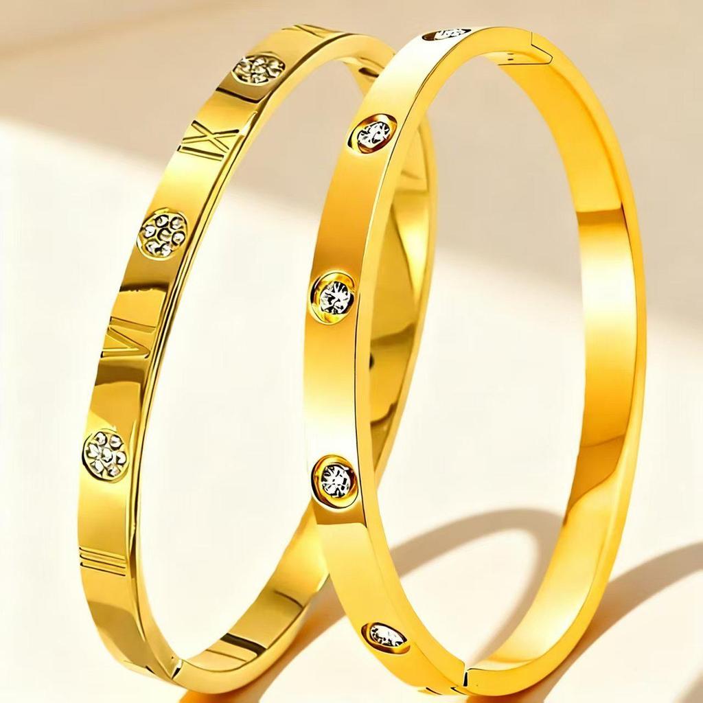 Exquisites Titanstahl Goldplattiertes Armband für Damen - Langlebig, Nicht Verblassend Europäischer und Amerikanischer Stil