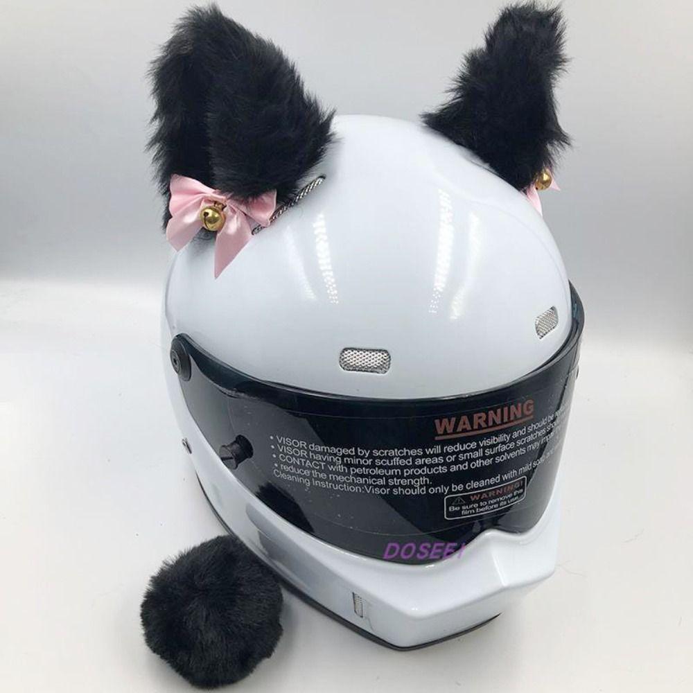 Cute Self-adhesive Motorcycle Helmet Decor Cosplay Personality Plush Cat Ears Soft Smooth Motocross Accessories