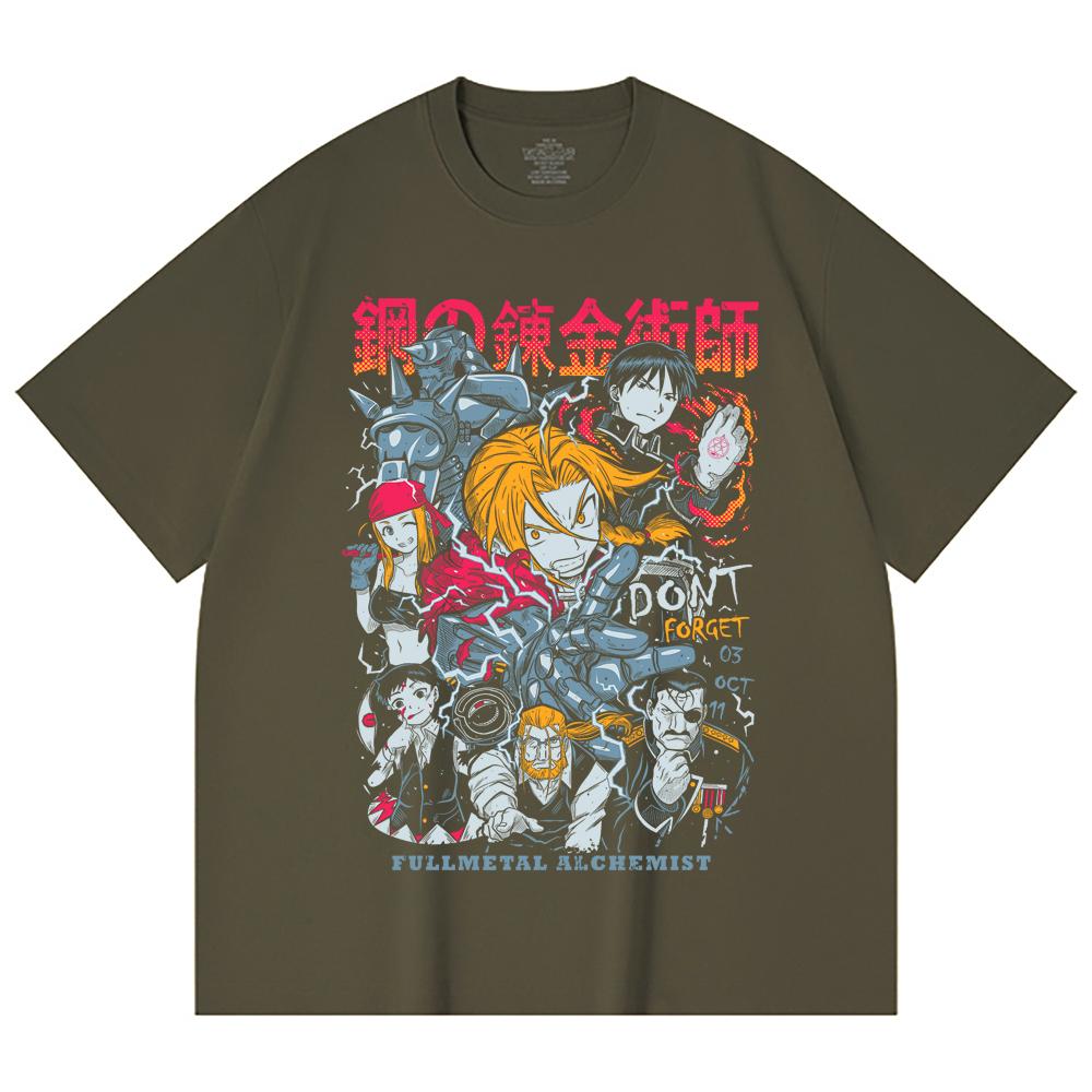 230 Gsm 100% Cotton Fullmetal Alchemist V1 Print Unisex Heavy Cotton T Shirt