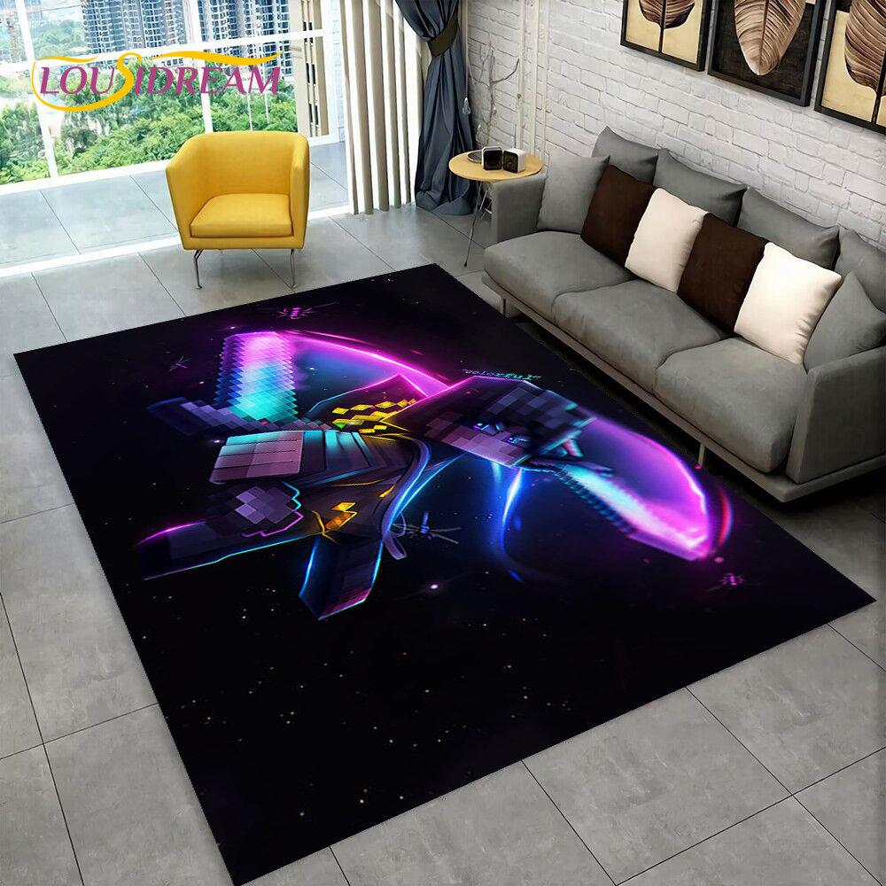 3D MC Sandbox Games Gamer Cartoon Area Rug,Carpet Rug for Living Room Bedroom Sofa Doormat Decoration,kids Non-slip Floor Mat