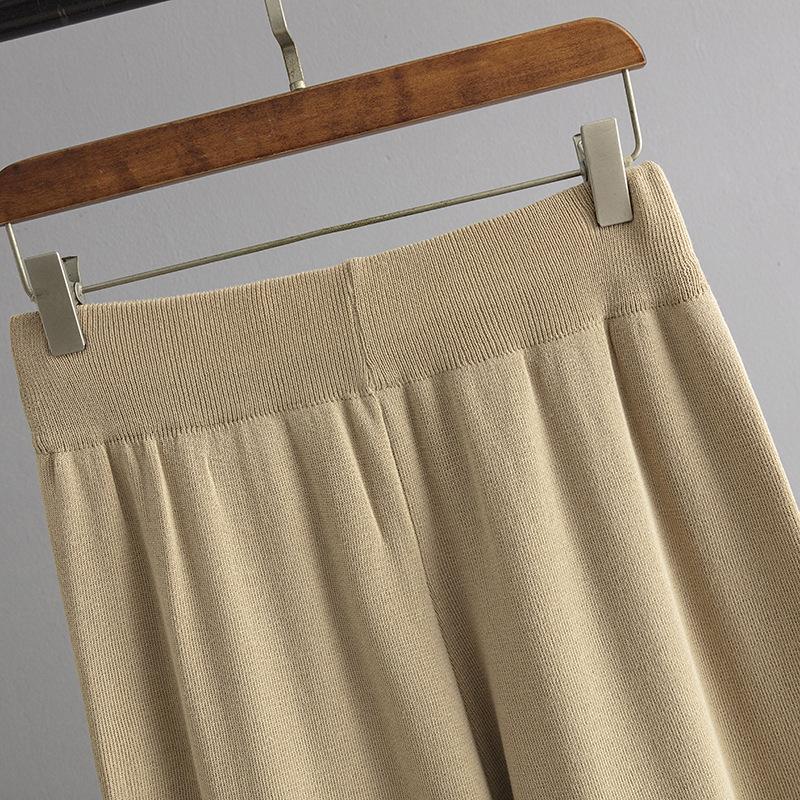 GMXIA Contrasting Color Striped Fashion Set Summer Casual Loose Knitted Wide-leg Pants Two-piece Set