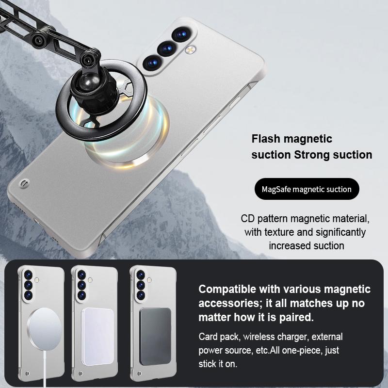 Frameless for Magsafe Phone Case for Samsung Galaxy S26 Ultra S25 Edge S24 FE S23 S22 Plus A57 A37 A17 A56 Magnetic Hard Cover