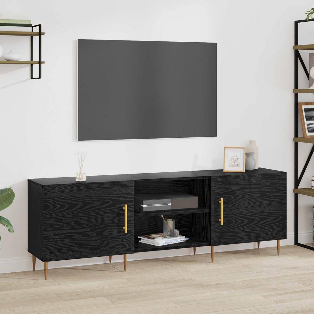 TV Cabinet Black Oak Effect 150 x 30 x 50 cm Particleboard