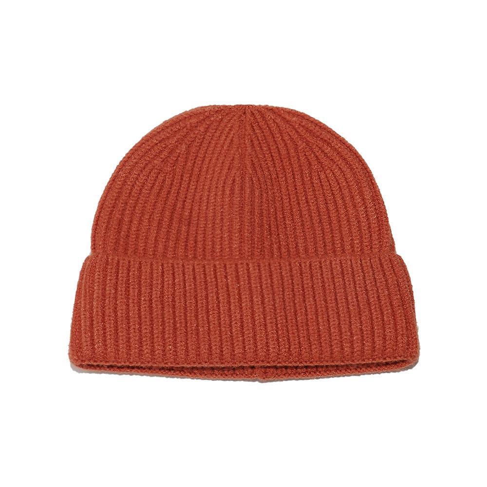 Cold hat men's winter warm solid color short melon fur hat men's dome wool knitted hat retro beanless winter hat