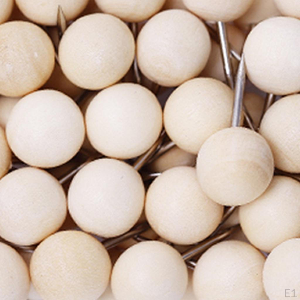 Round Head Wood Push Pins Decorative Thumb Tacks Used On Cork Boards, Maps