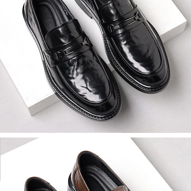 Men's Genuine Leather Cowhide Loafers - Formal Slip-on Shoes