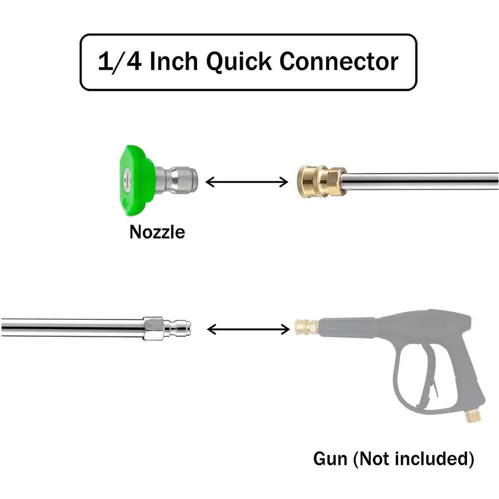 2-piece Set Pressure Washer Extension Wands (Straight + Curved) with 1/4" Quick Connect for Wall/Roof/Car Cleaning