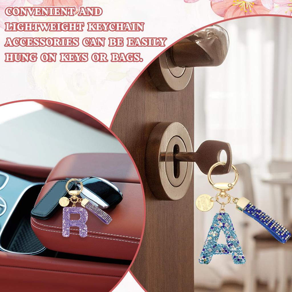 [PATIKIL] Initial Letter Keychain, Gift Bling Letter Keychain, Alphabet Key Ring, Handbag Accessory for Women, Shiny Cute Backpack Bag Car Key