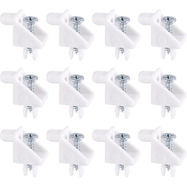 12pcs Shelf Support Pins with Screws, Plastic Kitchen Cabinet Shelving Pegs for IKEA Part #101558 (Pax & Komplement) Durable Furniture Hardware