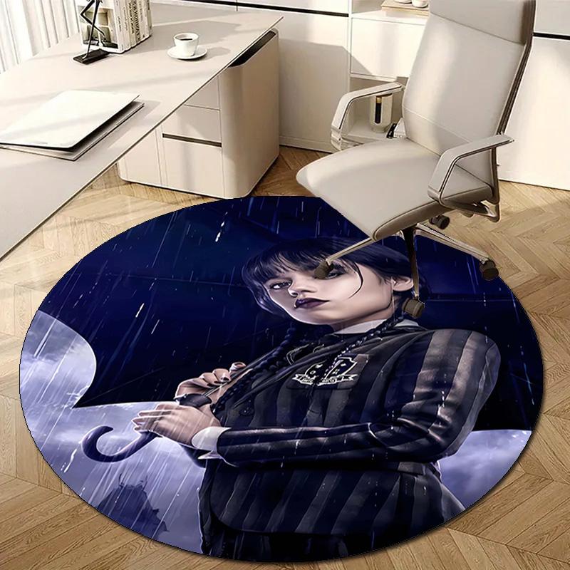 1pc Addams Family Wednesday3 Design Printed Area Round Carpet for Bedroom Living Room Home Decor Rugs Mat Non Slip Mat Rug for Bedside