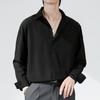 Men's Summer Solid Color Simple Ice Silk Long Sleeve Shirt Loose Draped Handsome Casual Tops
