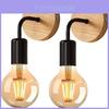 Modern Minimalist Iron Wall Lamp With Wooden Base For Bedroom Living Room Decor