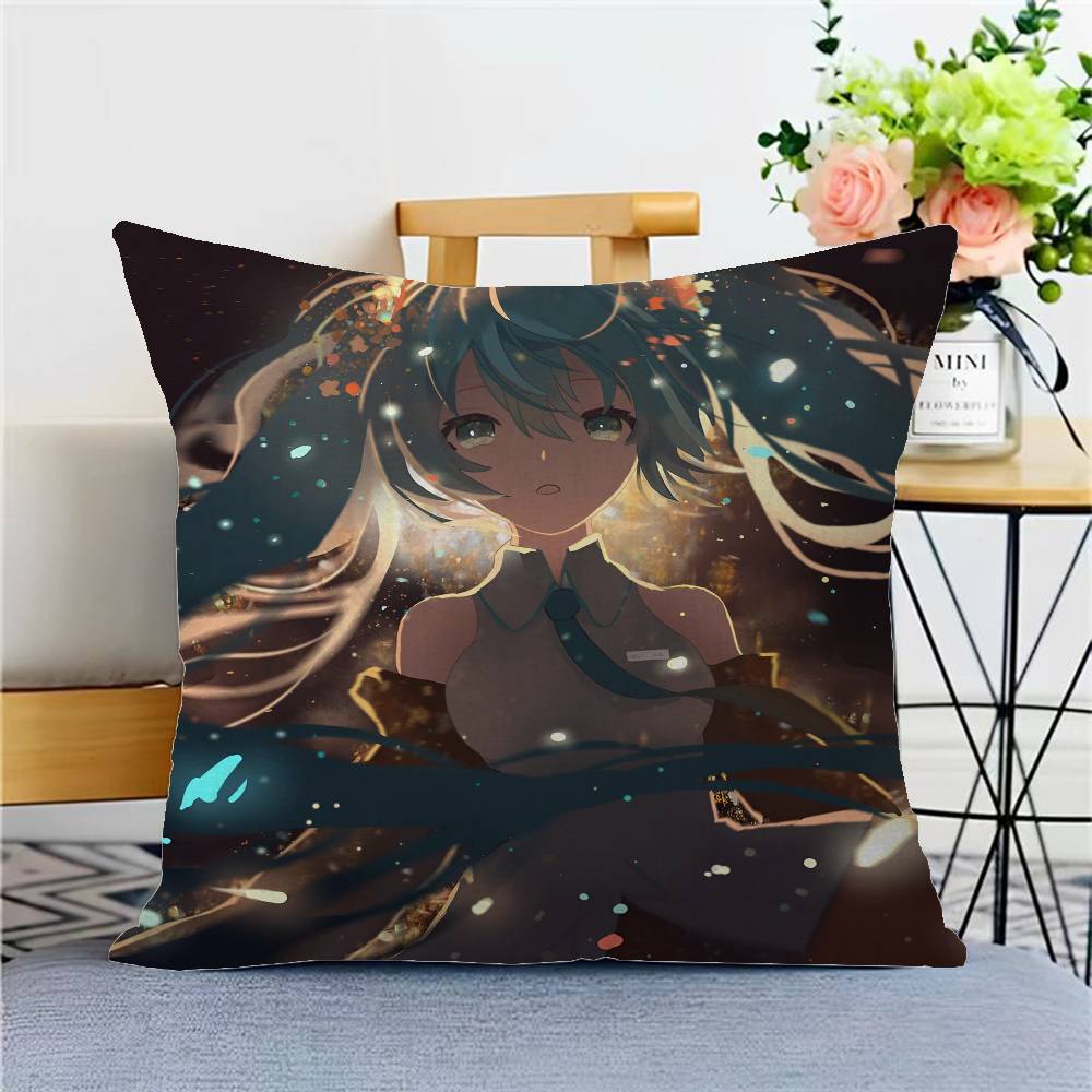 Cute Kawaii H-Hatsune Anime Miku Cushion Cover Pillow Cover Decor Pillowcase Printed Cushion Case For Couch
