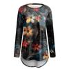 Women's Fashion Casual Long Sleeve  Print Round Neck Pullover Top Blouse