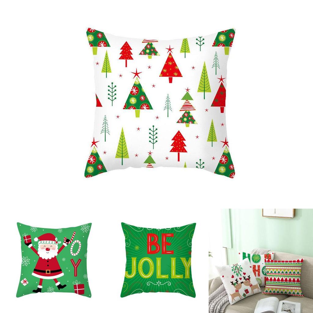 Luxuriously Soft 18 Inch Merry Christmas Cushion Cover With Santa Claus And Holiday Colors