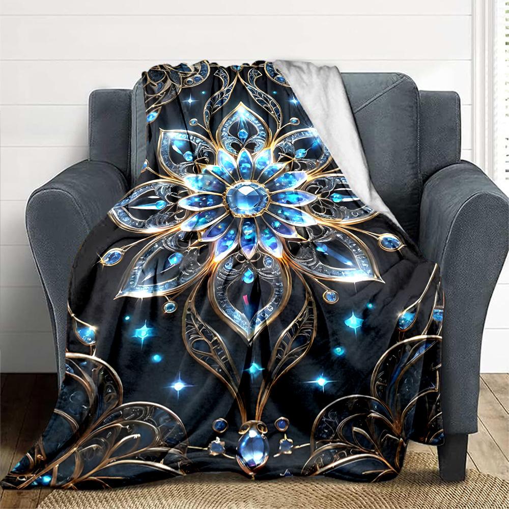 1PC Gilded Lotus Print Blanket, Soft Throw Blanket - Warm & Cozy for Couch, Bed, Office, and Travel yy250912195